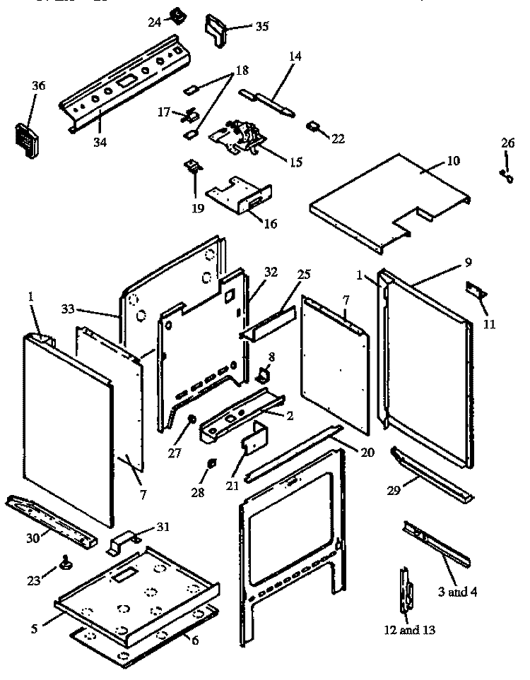 CABINET SECTION Diagram and Parts List for RSS356UL P1130975N L Amana Range