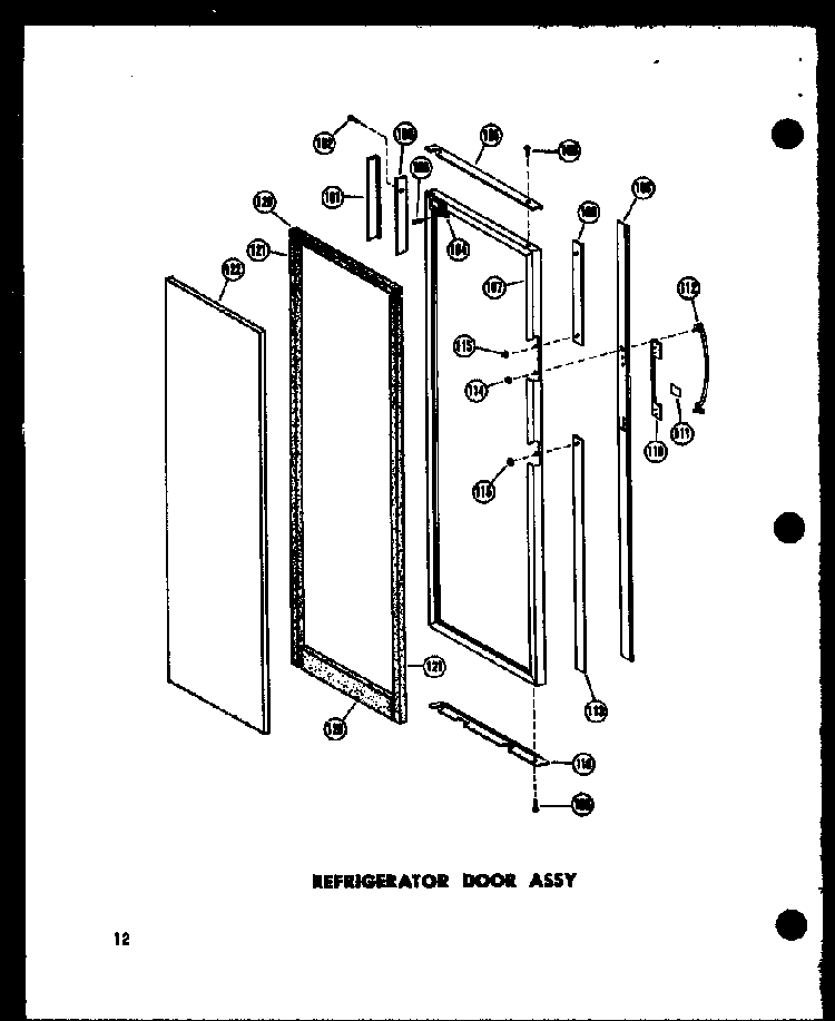 Refrigerator Door Assy Diagram and Parts List for SD19A-C-P60350-7WC  Amana Refrigerator