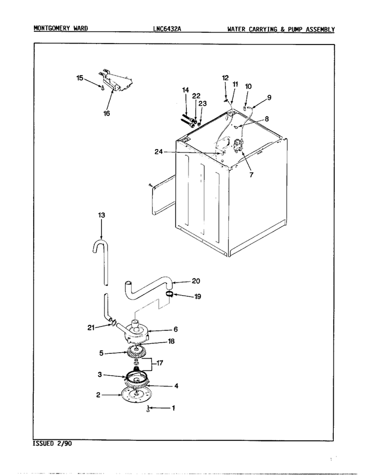 Water Carrying Parts Diagram and Parts List for 6432A  Norge Washer
