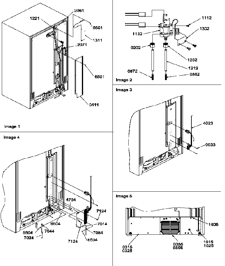 Cabinet Back Diagram and Parts List for SXD25S2E-P1190421WE  Amana Refrigerator