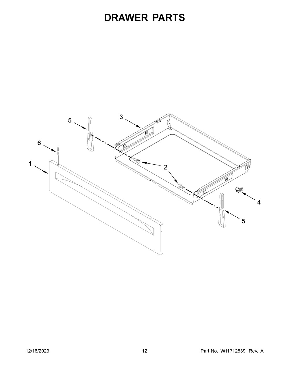 Drawer Parts Diagram and Parts List for MGR6600FB7  Maytag Range