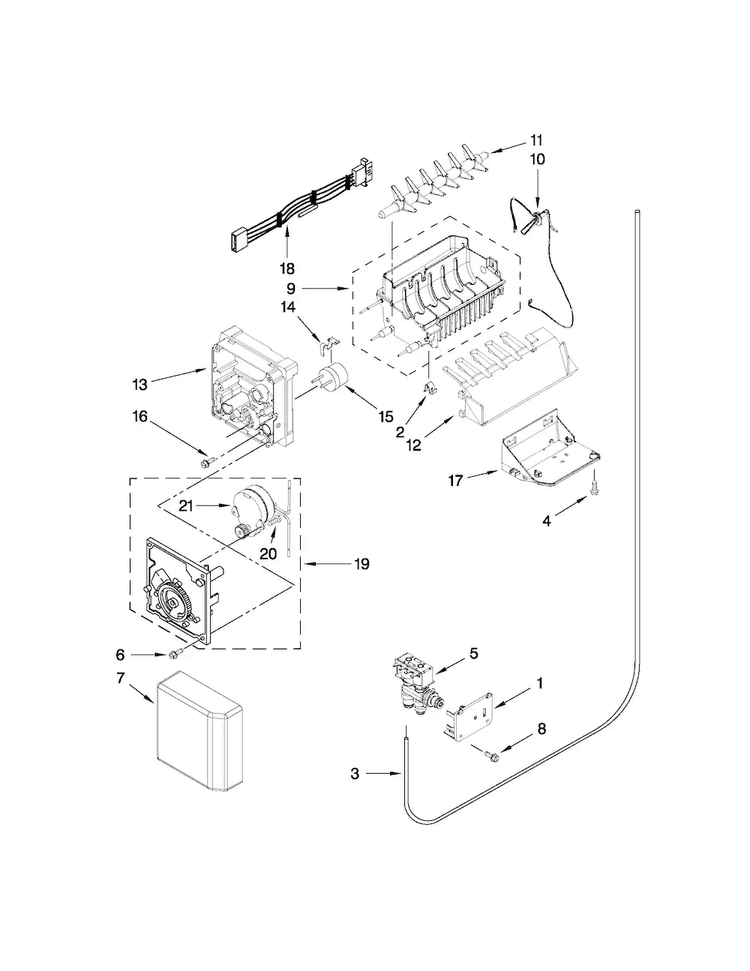 Icemaker Parts Diagram and Parts List for MSB27C2XAB00  Maytag Refrigerator