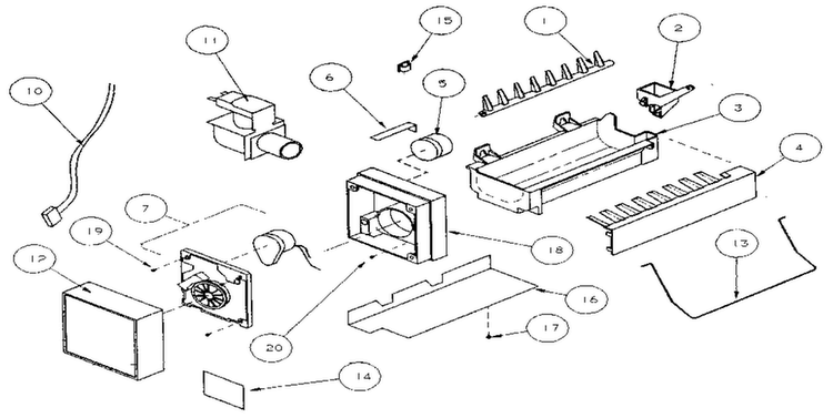Icemaker-d7824705 Diagram and Parts List for 85158-P1117110W  Amana Refrigerator