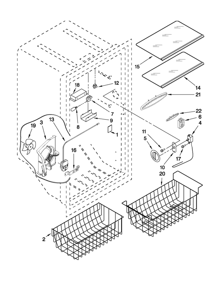 Liner Parts Diagram and Parts List for 5VMV188NAS00  Maytag Freezer