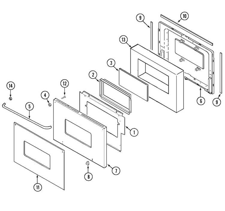 Door Diagram and Parts List for CWG3600AAB0  Maytag Wall Oven