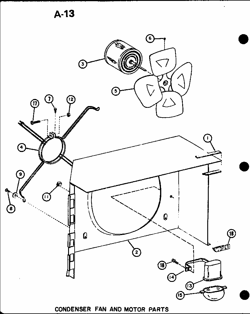 Condenser Fan And Motor Parts (erhq48-001a/p55201-95c) (erhq48-003a/p55201-96c) (erhq60-001a/p55201-97c) (erhq60-003a/p55201-98c) Diagram and Parts List for D55338-15  Amana Air Conditioner