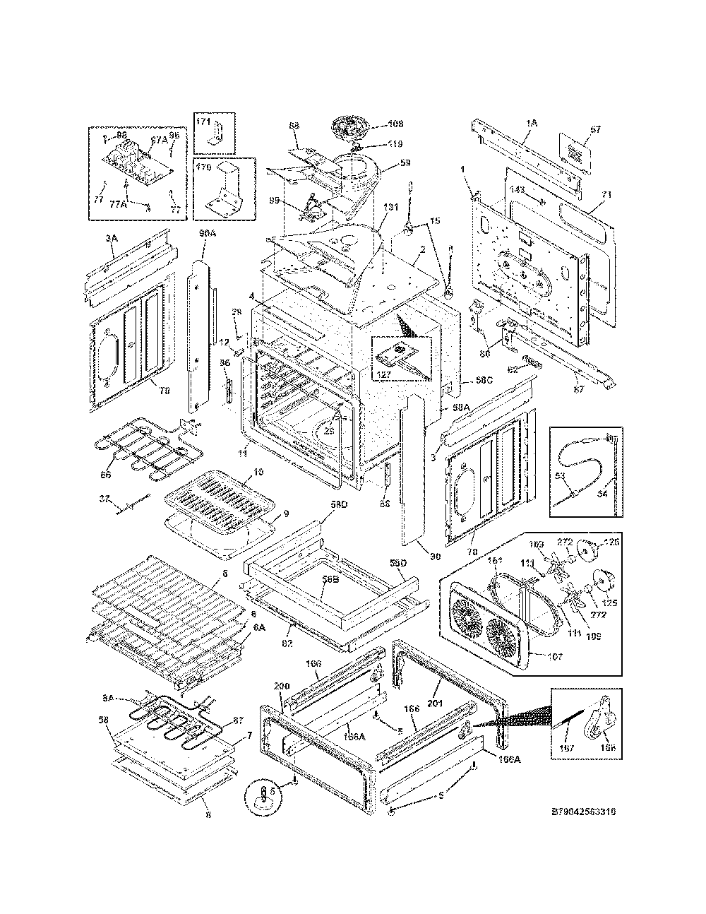 Body Diagram and Parts List for 79042569315  Kenmore Range