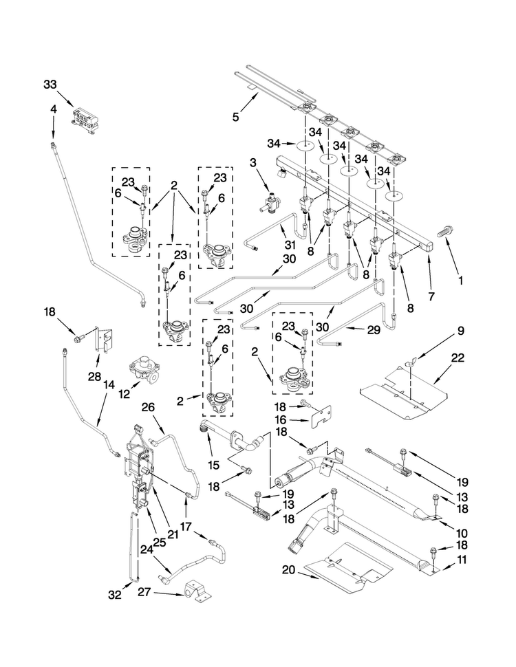 Manifold Parts Diagram and Parts List for MGR6775BDW18  Maytag Range