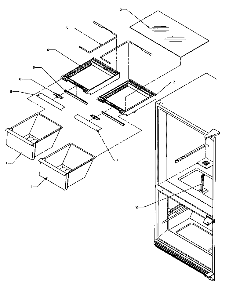 CRISPER COMPARTMENT Diagram and Parts List for BH20S5W P1196501W Amana Refrigerator