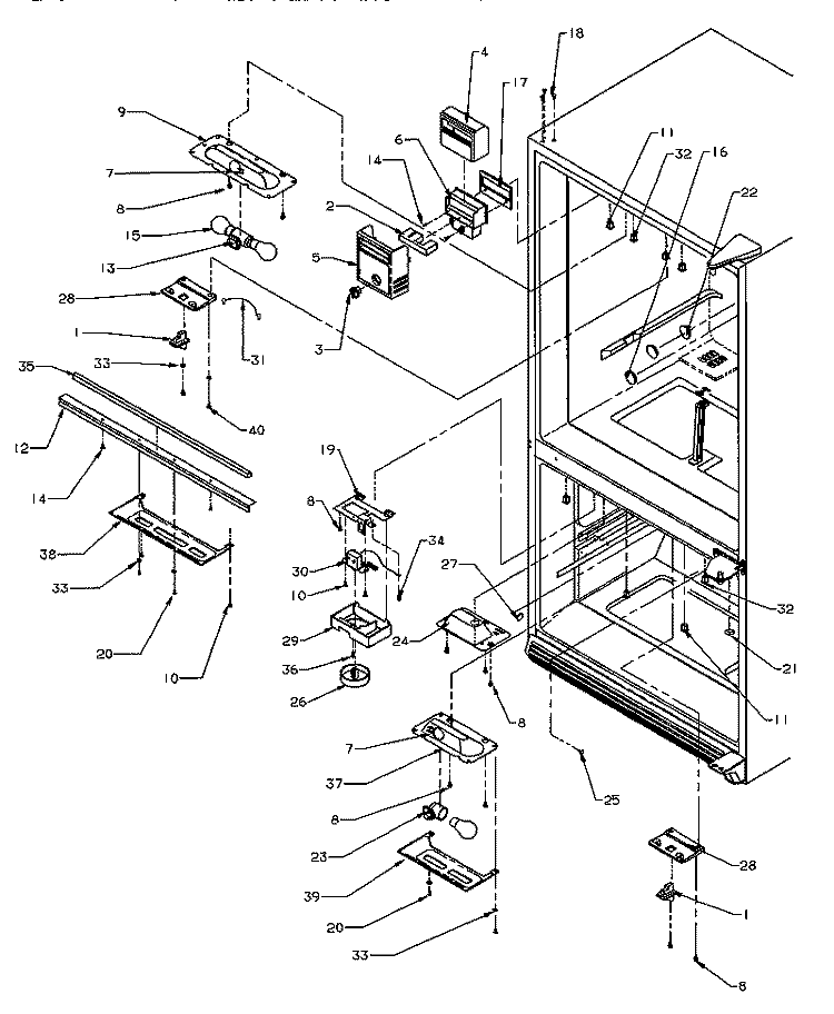 REF / FZ CONTROLS & LIGHT SWITCHES Diagram and Parts List for BH20S5W P1196501W Amana Refrigerator