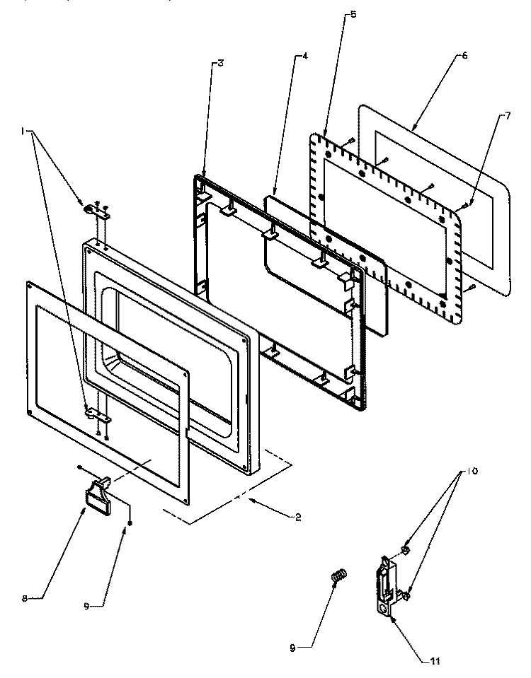 DOOR ASSY Diagram and Parts List for FSP10 P4020004102 Menumaster Microwave