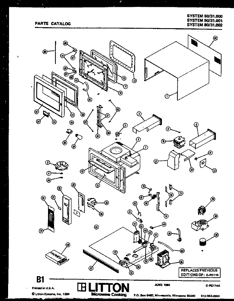 Page 1 Diagram and Parts List for OCS-5001  Amana Microwave