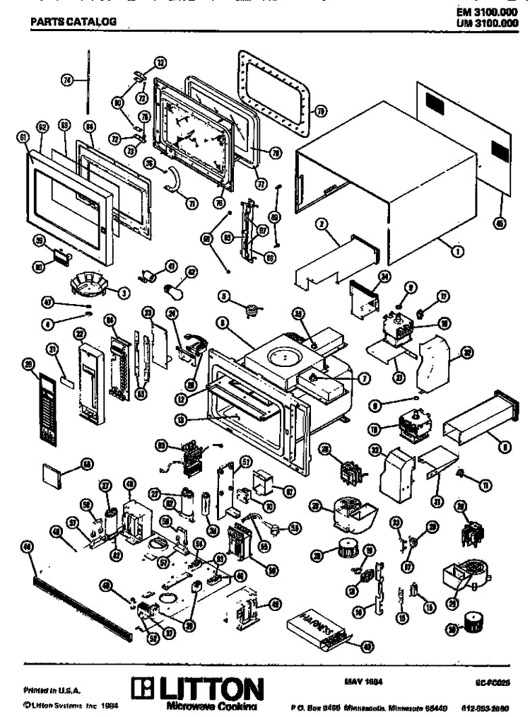 Replacement Parts Diagram and Parts List for UM3100000  Amana Microwave