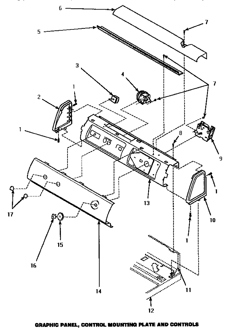 GRAPHIC PAN, CTRL HOUSING PLATE & CTRLS Diagram and Parts List for LW8253W PLW8253W Amana Washer
