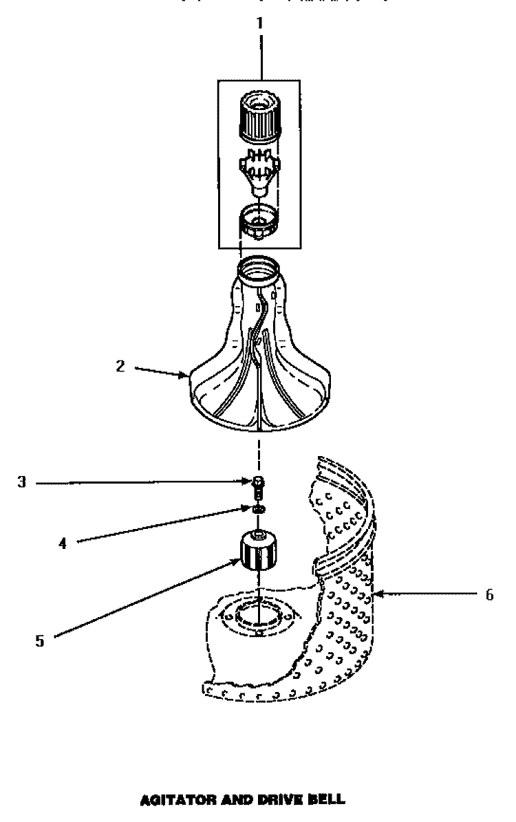 AGITATOR & DRIVE BELL Diagram and Parts List for LW8253W PLW8253W Amana Washer