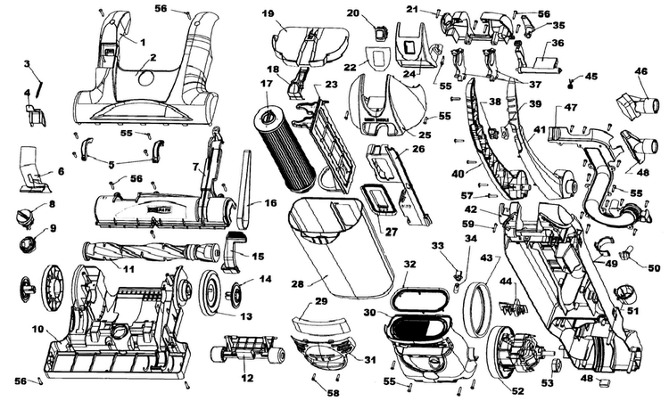 Vacuum Diagram and Parts List for U5295-900  Hoover Upright Vacuum
