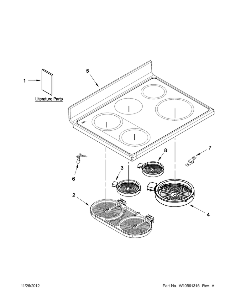 Cooktop Parts Diagram and Parts List for MET8775XB02  Maytag Range