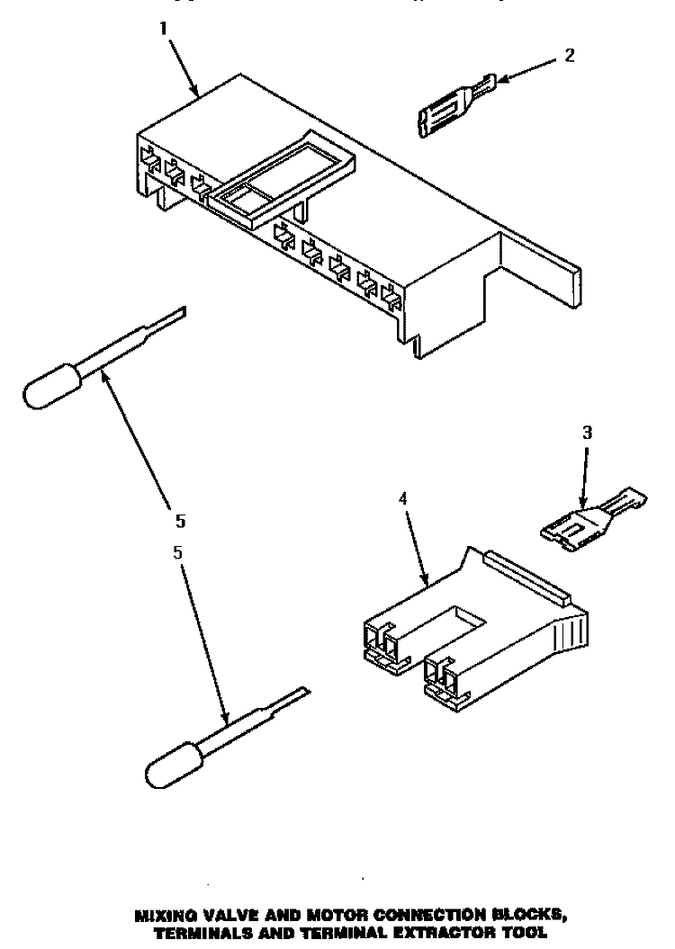 MIXING VLV & MTR CONN BLOCKS / TERM & TOOL Diagram and Parts List for LW4302L P1163302W L Amana Washer