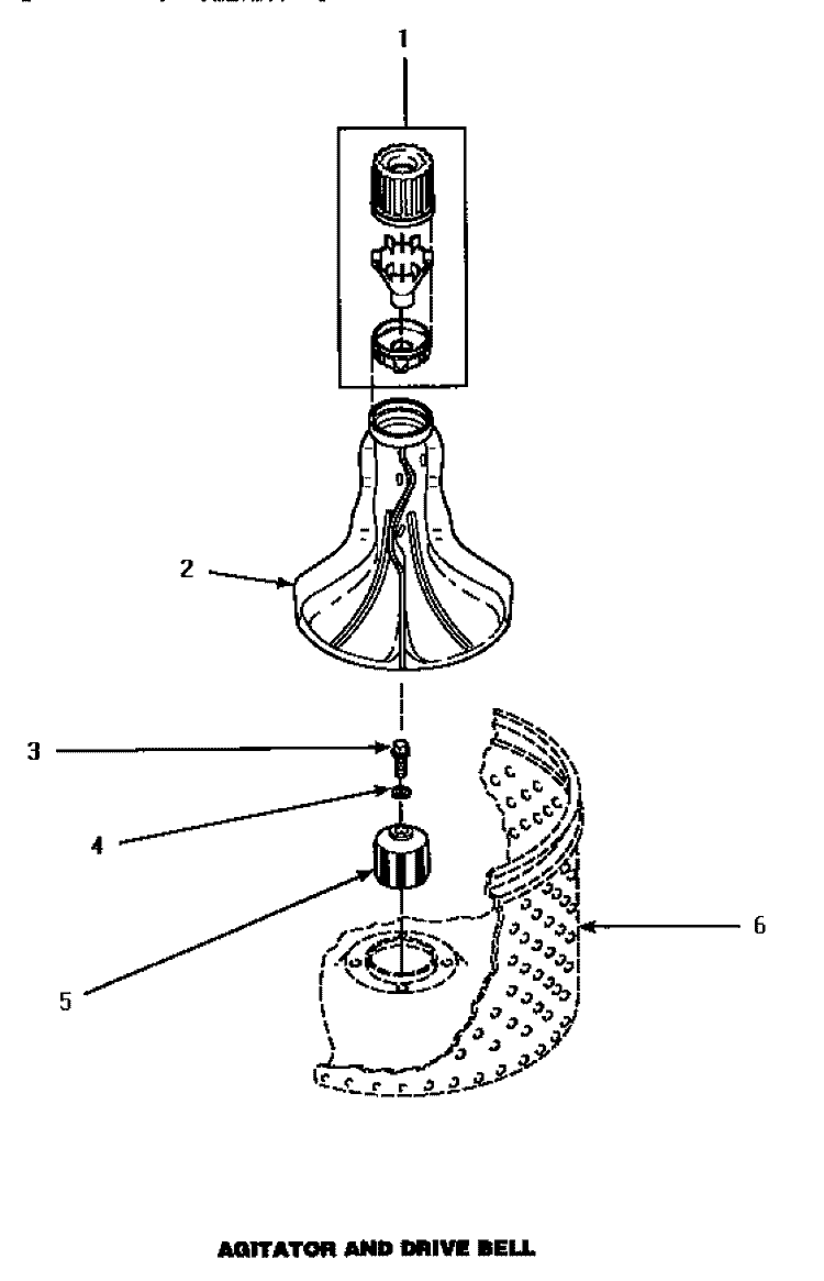 AGITATOR & DRIVE BELL Diagram and Parts List for LW9203W P1163401W W Amana Washer