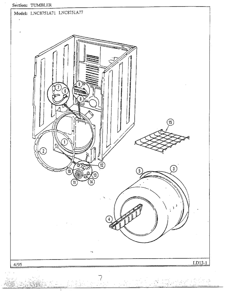 Tumbler Diagram and Parts List for LNC8751A71  Maytag Dryer