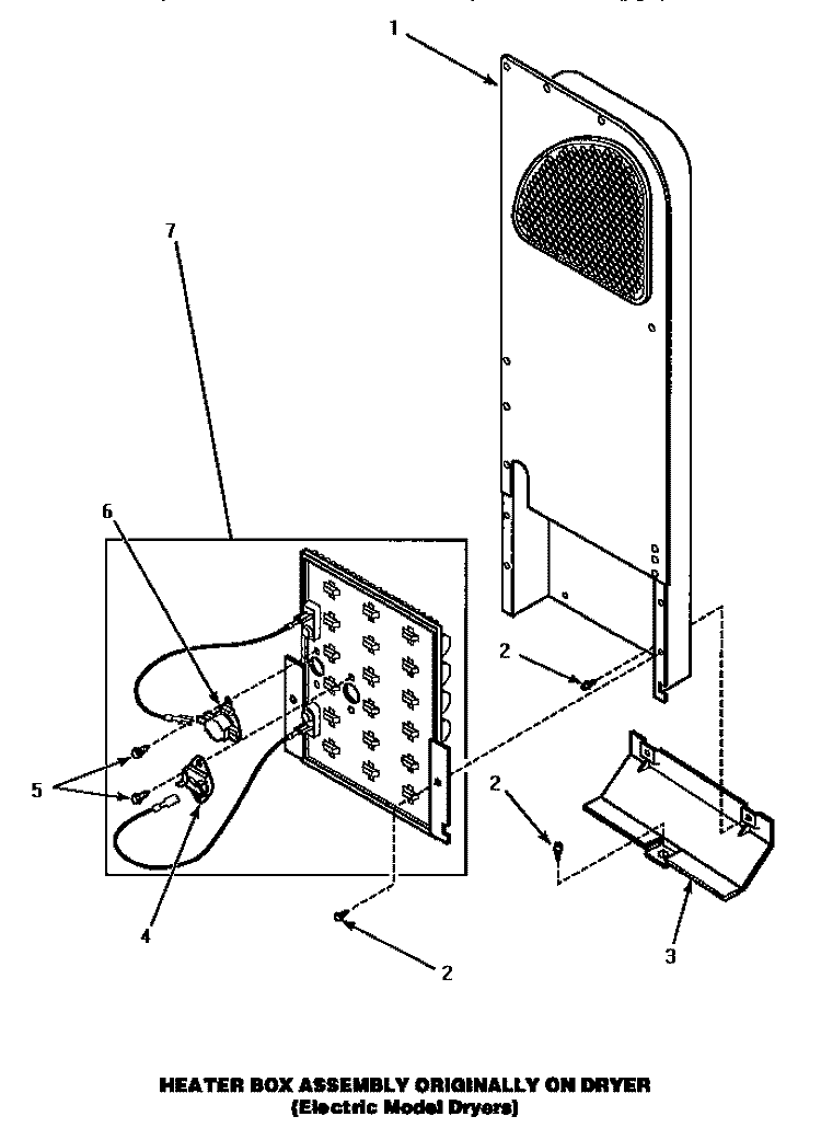 HEATER BOX ASSY (ORIGINAL) Diagram and Parts List for LE8327W PLE8327W Amana Dryer