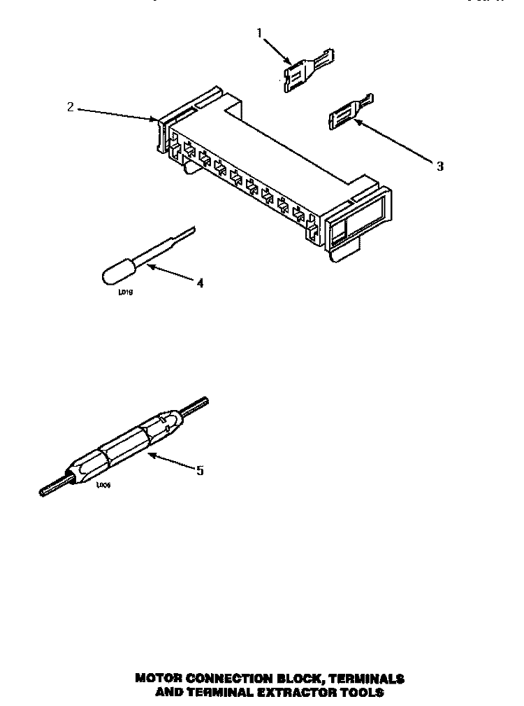 MTR CONN BLOCK / TERM & EXTRACTOR TOOL Diagram and Parts List for LE8327W PLE8327W Amana Dryer