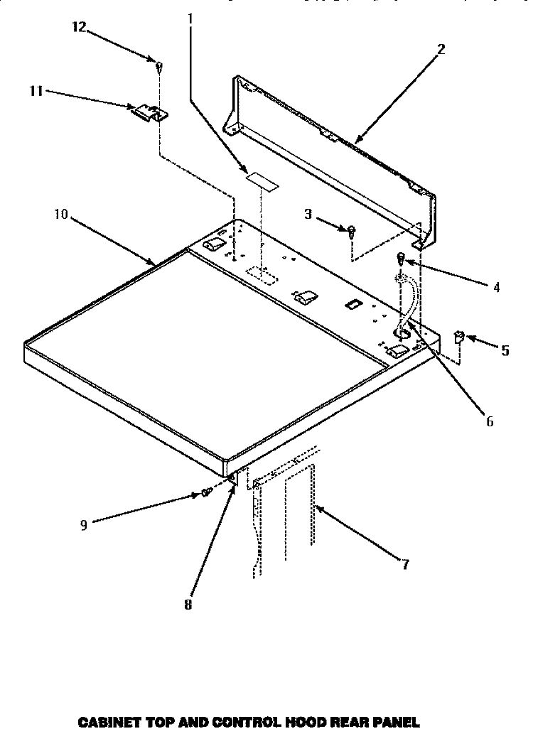 CABINET TOP & CONTROL HOOD REAR PANEL Diagram and Parts List for LG8329W PLG8329W Amana Dryer