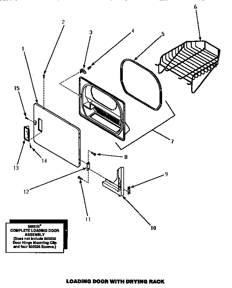 LOADING DOOR WITH DRYING RACK Diagram and Parts List for LG8329W PLG8329W Amana Dryer