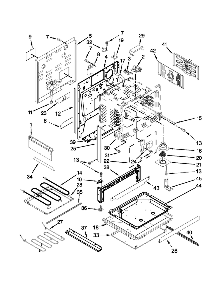 Chassis Parts Diagram and Parts List for JES8860CCW00  Jenn-Air Range