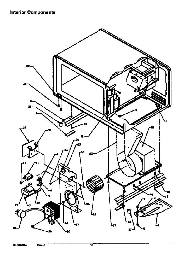 Interior Components Diagram and Parts List for SNAC700D-SNAC700D  Amana Microwave