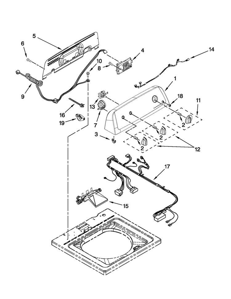 Controls And Water Inlet Parts Diagram and Parts List for NTW4630YQ0  Amana Washer