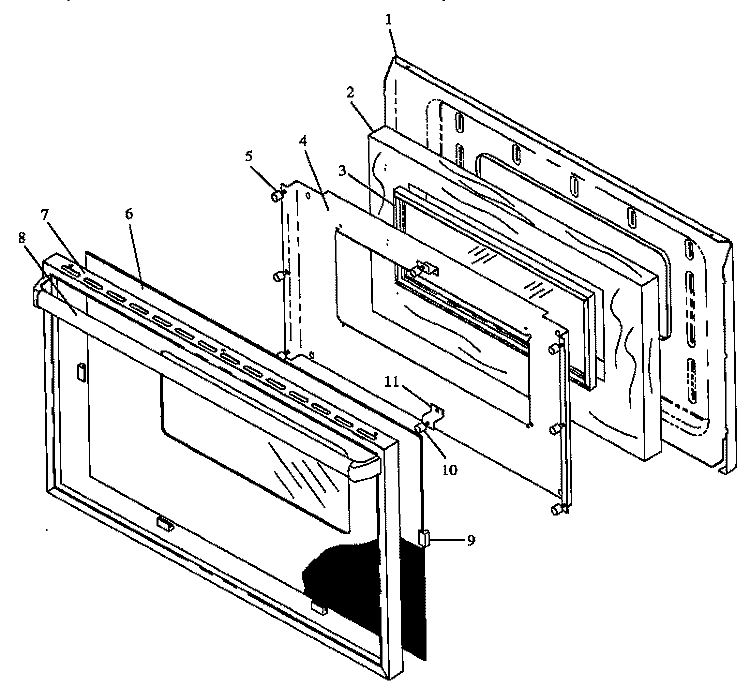 OVEN DOOR ASSY Diagram and Parts List for SNK26FS P1142399NWL Amana Range