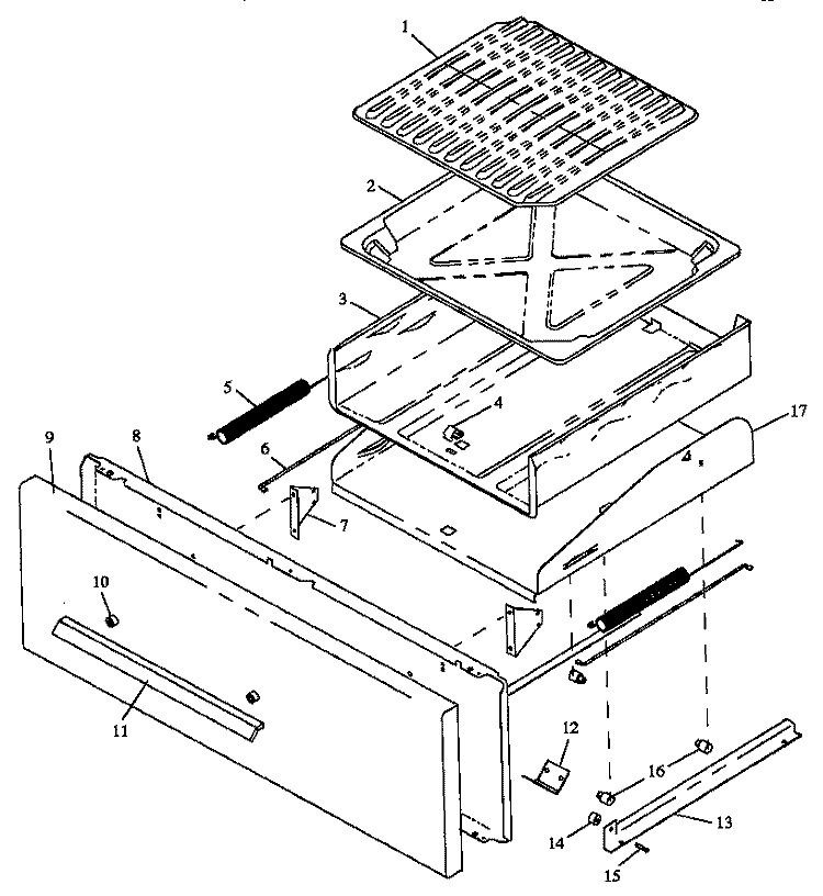 BROILER DRAWER ASSY Diagram and Parts List for SNK26AA P1142397NW Amana Range