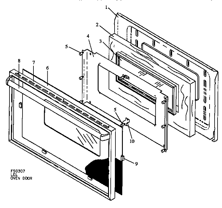 OVEN DOOR ASSY Diagram and Parts List for SNE26CB P1142425N Amana Range