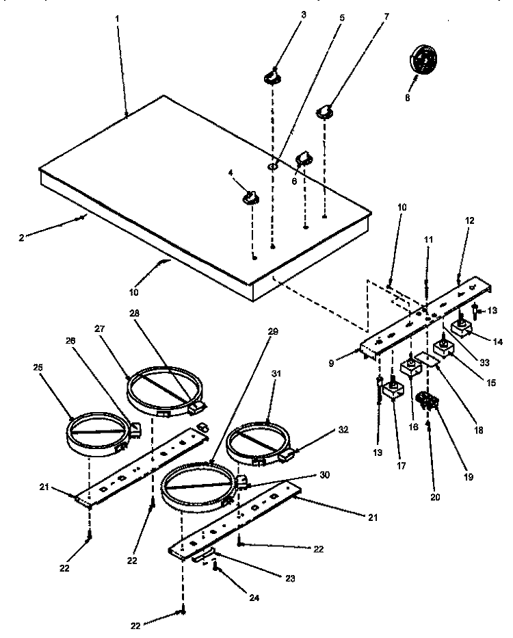 COOKTOP ASSY Diagram and Parts List for AK2H30E2 P1131557N Amana Cooktop