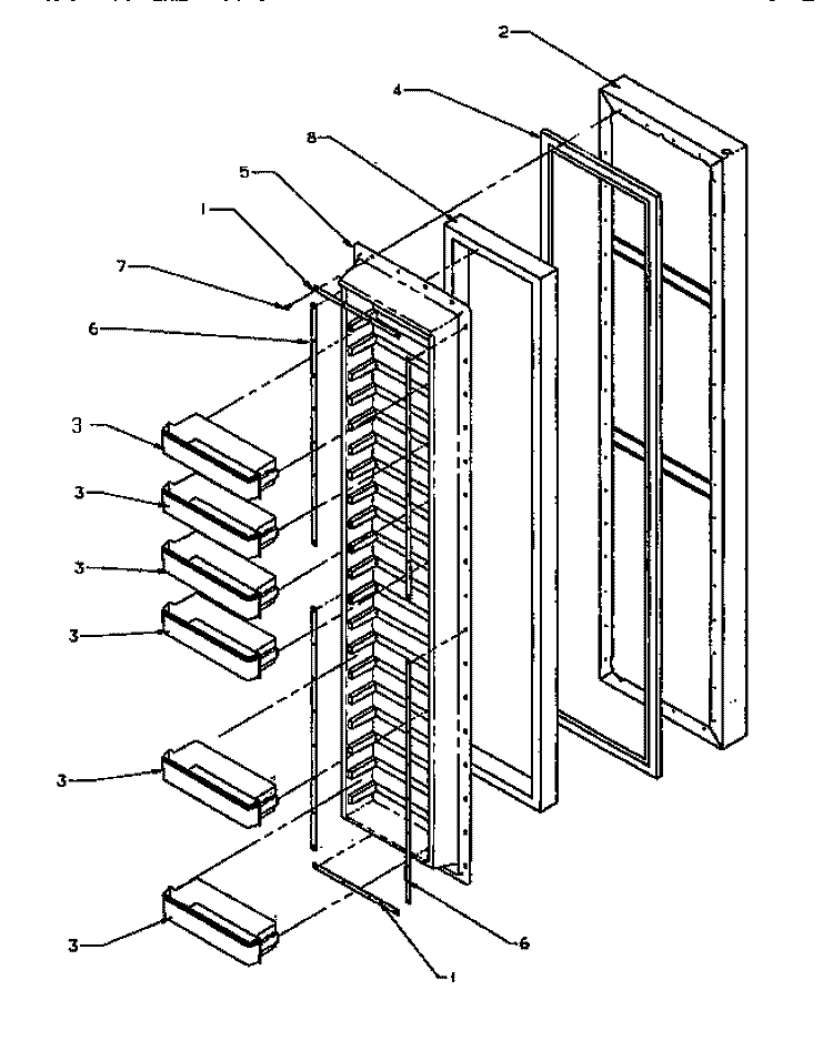 FZ DOOR Diagram and Parts List for SS21SL P1193801W L Amana Refrigerator