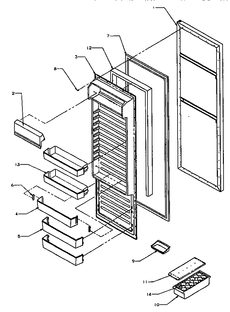 REF DOOR Diagram and Parts List for SG19SW P1193701W W Amana Refrigerator