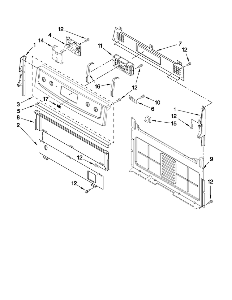 Control Panel Parts Diagram and Parts List for MGR7662WQ3  Maytag Range