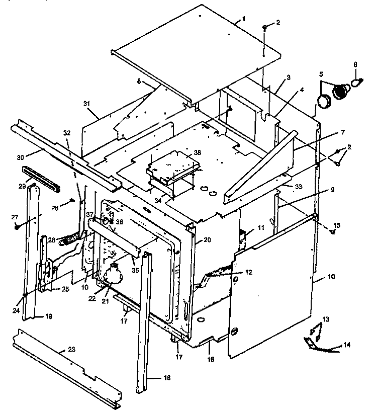 CABINET SECTION Diagram and Parts List for CACO27SEW1 P41132338 N Amana Range