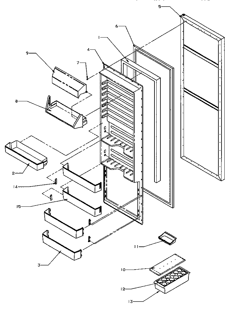 REF DOOR Diagram and Parts List for SXD22S2L P1190404W L Amana Refrigerator
