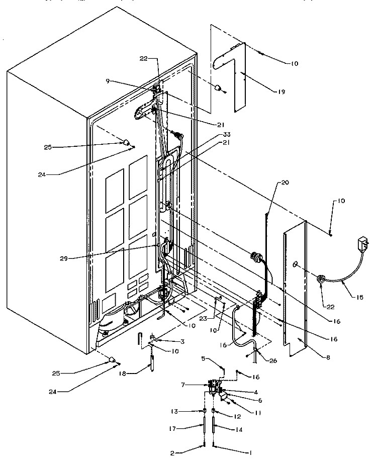 CABINET BACK Diagram and Parts List for SXD22S2L P1190404W L Amana Refrigerator