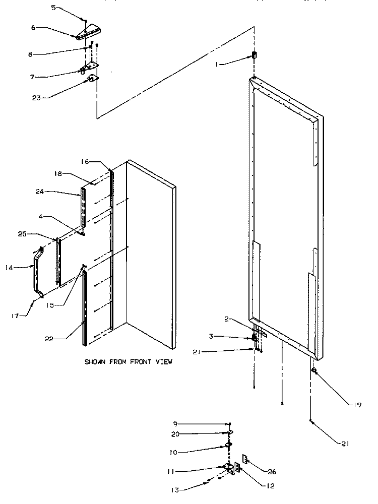 DOOR HINGE / TRIM (REF) Diagram and Parts List for SRD25S5L P1190302W L Amana Refrigerator