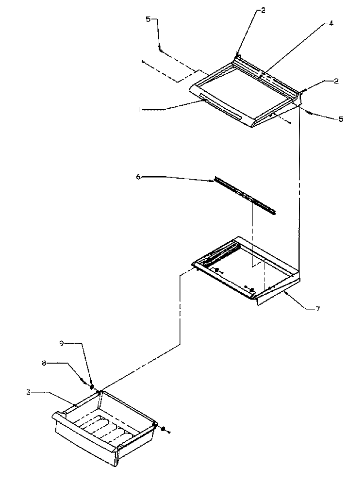 SHELVING & DRAWERS (REF) Diagram and Parts List for SZD22S5L P1190414W L Amana Refrigerator