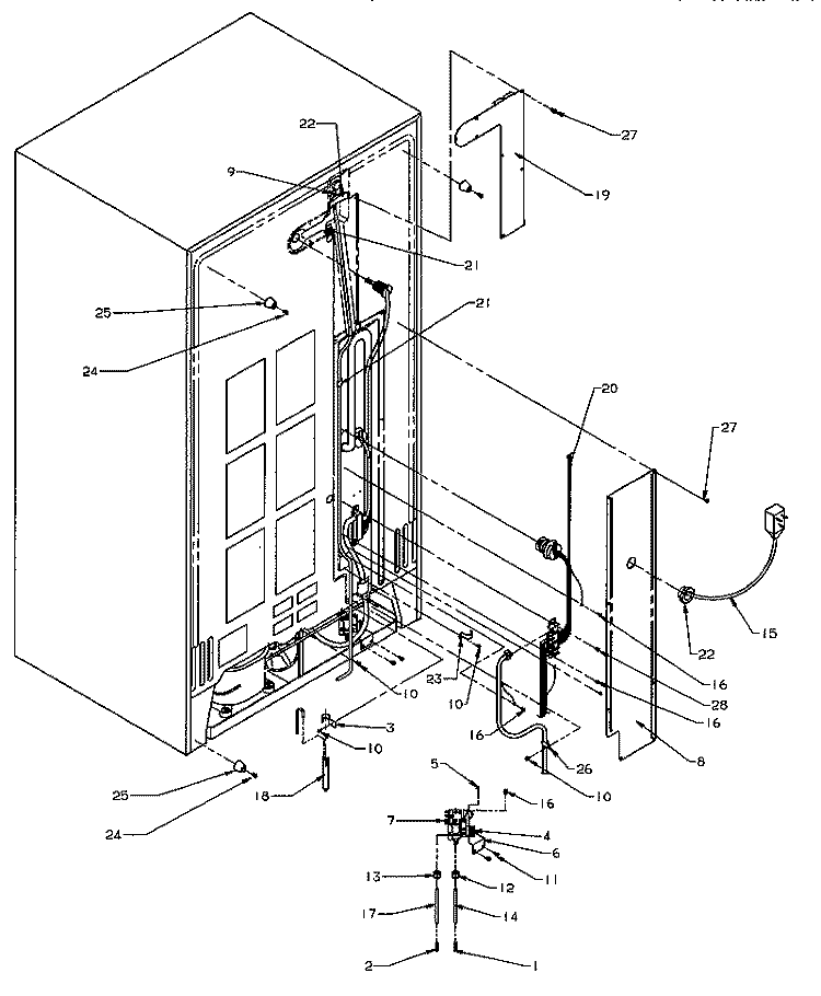 CABINET BACK Diagram and Parts List for SZD22S5L P1190414W L Amana Refrigerator