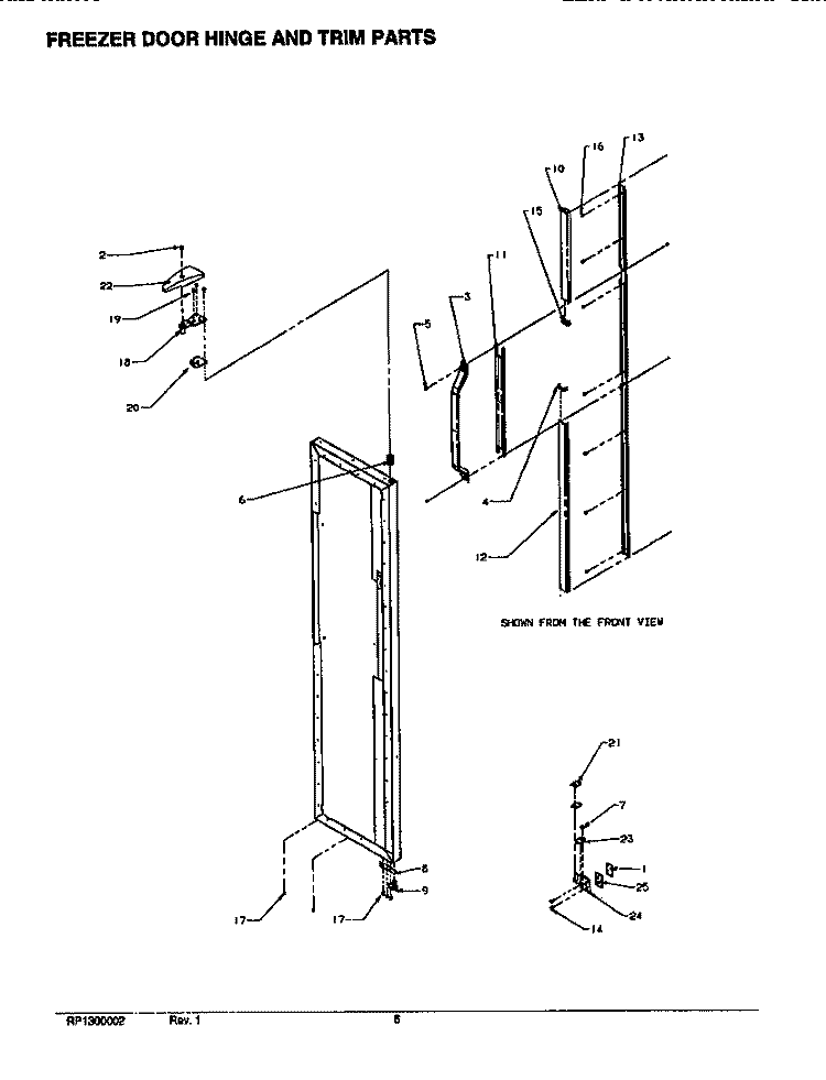 DOOR HINGE & TRIM (FZR) Diagram and Parts List for SX22SE P1190201W E Amana Refrigerator