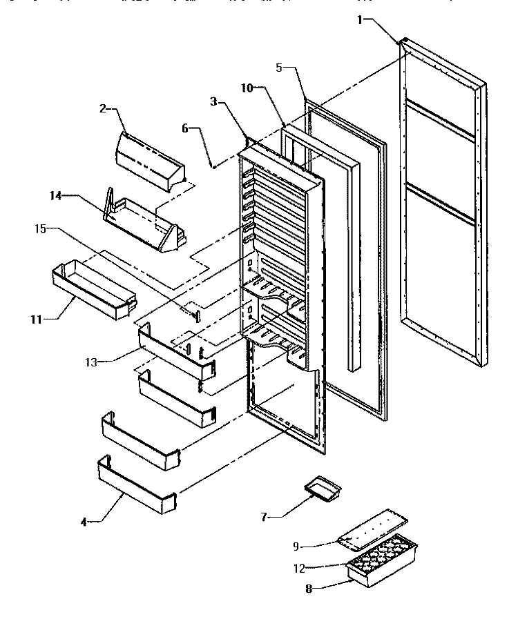 REF DOOR Diagram and Parts List for SX22SE P1190201W E Amana Refrigerator