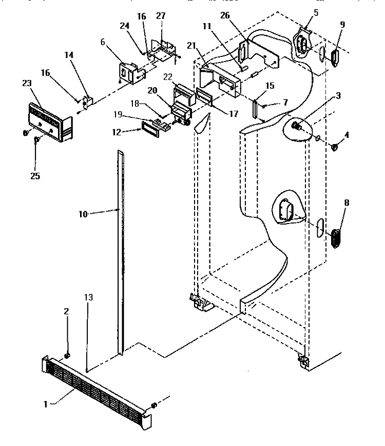 CONTROLS & CABINET (REF / FZR) Diagram and Parts List for SX22SE P1190201W E Amana Refrigerator