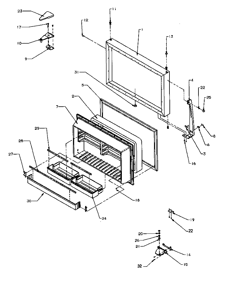 FZ DOOR ASSY Diagram and Parts List for TX22S3L P1196001W L Amana Refrigerator