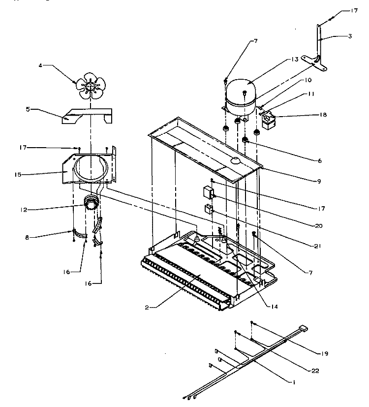 COMPRESSOR COMPARTMENT Diagram and Parts List for TR22S4E P1196201W E Amana Refrigerator