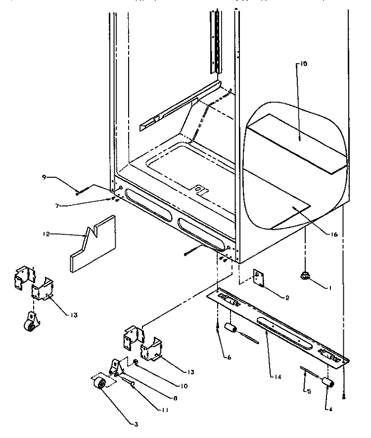 CABINET BOTTOM Diagram and Parts List for TR22S4E P1196201W E Amana Refrigerator